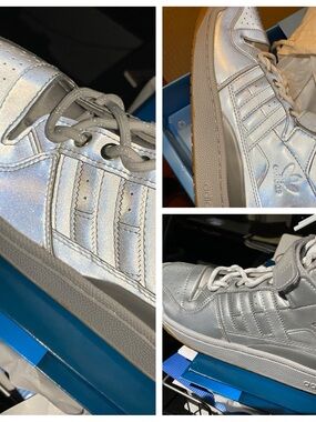 Beyoncé Icy Park - Adidas Iridescent Silver High-Top Sneakers